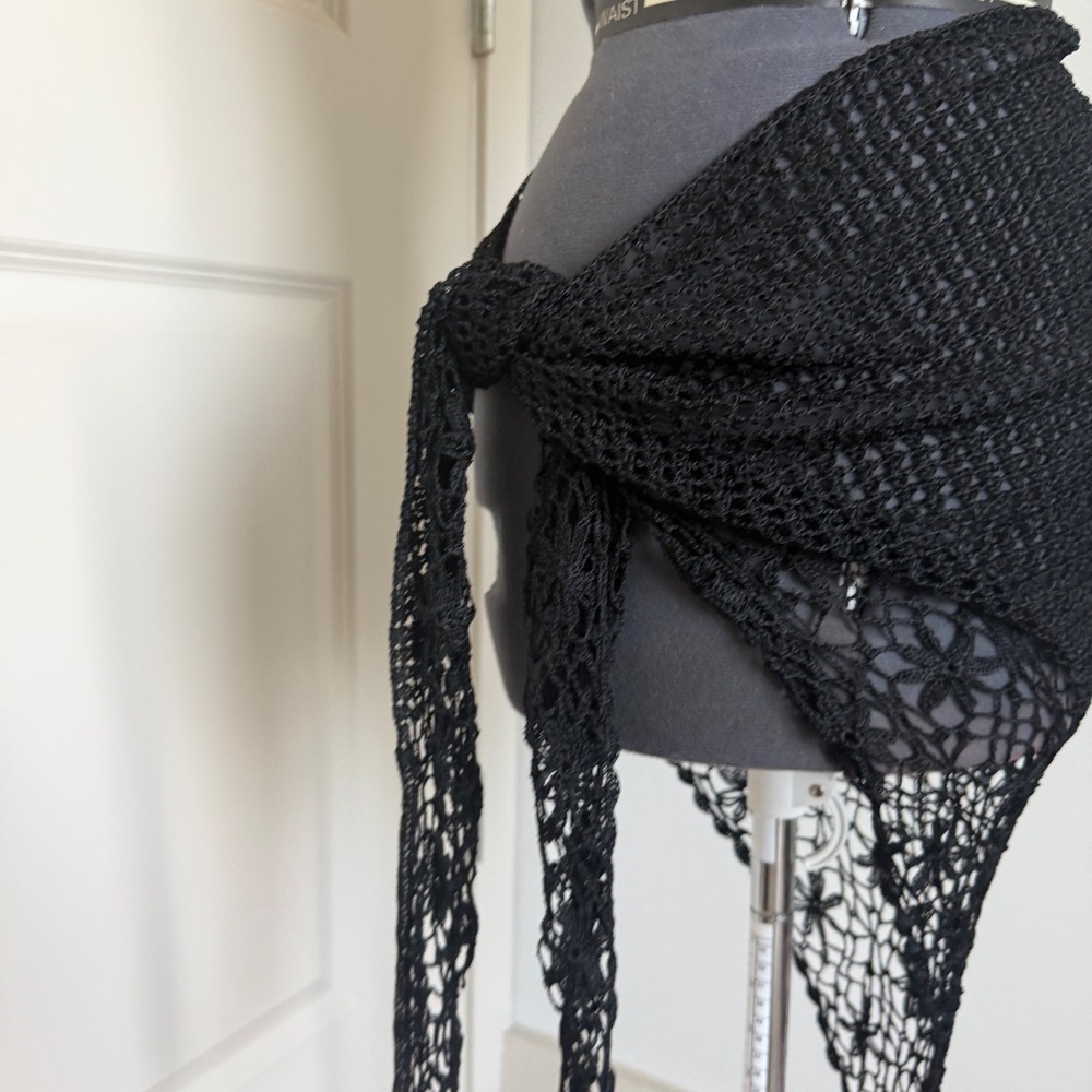 Crochet Swimsuit Cover-Up Sarong in Black